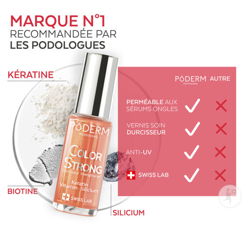 Poderm Vernis Color Strong Durcisseur Pour Les Ongles Cassants 915 Sunkissed 8ml-4