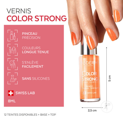 Poderm Vernis Color Strong Durcisseur Pour Les Ongles Cassants 915 Sunkissed 8ml-5