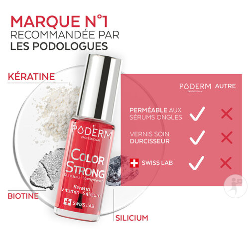 Poderm Vernis Color Strong Durcisseur Pour Les Ongles Cassants 916 Gloss Vitality 8ml-4