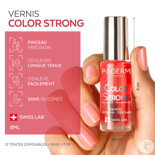 Poderm Vernis Color Strong Durcisseur Pour Les Ongles Cassants 916 Gloss Vitality 8ml-5
