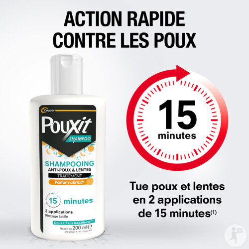 Pouxit Shampoing Traitement Anti-Poux Et Lentes Parfum Abricot 100 ml-3