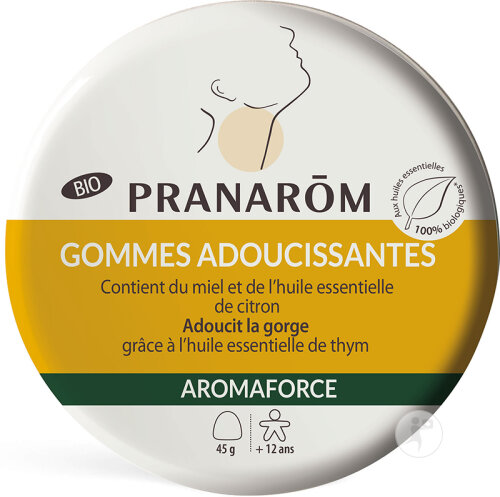 Pranarôm Aromaforce Gommes Adoucissantes Avec Miel Et Huile Essentielle De Citron Bio Boîte 45g