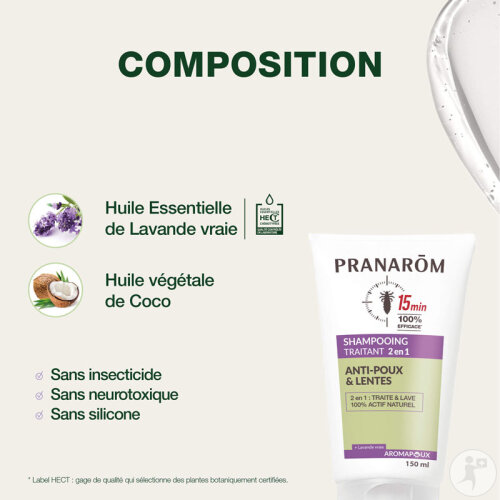 Pranarôm Aromapoux Shampoing Traitant 2en1 Anti-Poux Et Lentes Tube 150ml-3