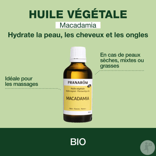 Pranarôm Macadamia Huile Végétale Bio 50ml-2