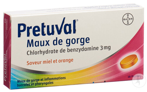 Pretuval Maux De Gorge Comprimés À Sucer Miel-Orange 16 Pièces