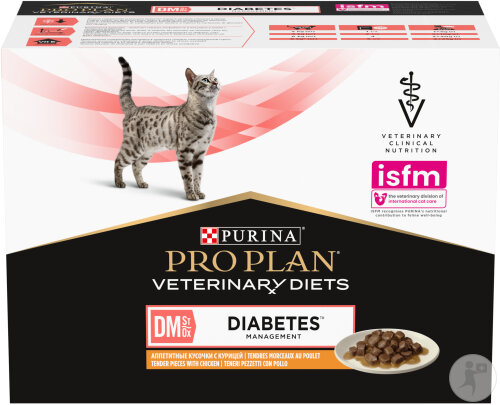 Pro Plan Veterinary Diets DM Diabetes Management Pâtée Pour Chat Poulet 10x85g