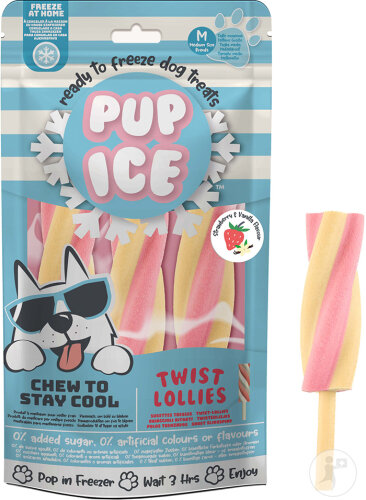 Pup Ice Twist Lollies Fraise Vanille 3x102g