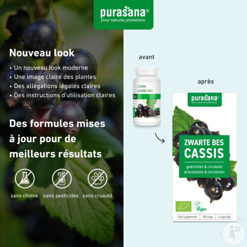 Purasana Cassis 300mg Bio Complément Alimentaire Articulations Et Circulation 100 Gélules-3