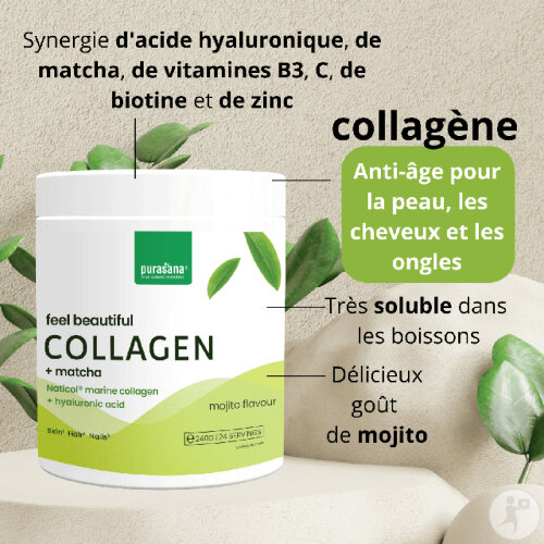 Purasana Feel Beautiful Collagène Matcha 240g-2