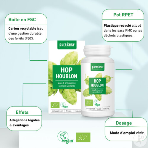 Purasana Houblon 200mg Bio Complément Alimentaire Sommeil Et Détente 90 Gélules-4