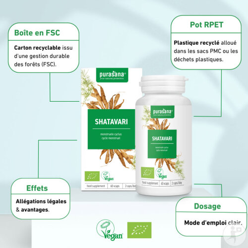 Purasana Vegan Extrait De Shatavari Bio 60 Capsules-5