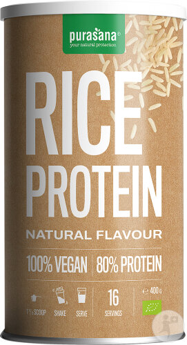 Purasana Vegan Protéines De Riz 80% Goût Naturel Bio Poudre 400g