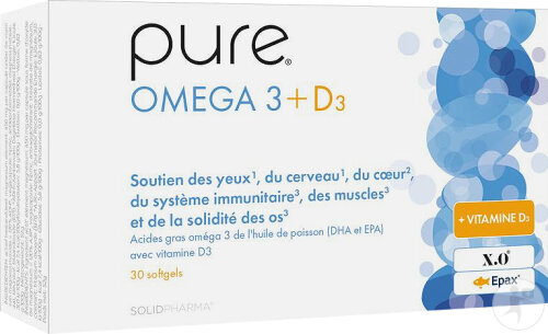 Pure Oméga 3+D3 30 Gélules
