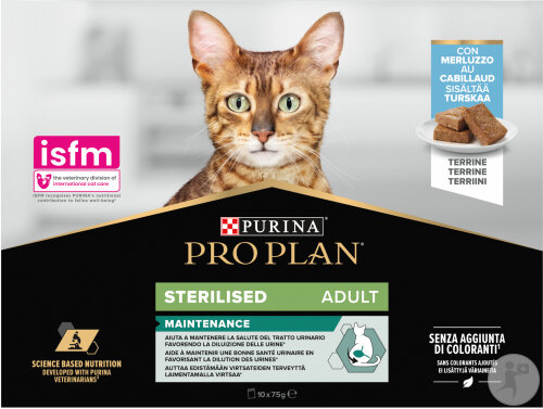 Pro Plan Sterilised Pâtée Pour Chat Adulte Stérilisé Terrine Au Cabillaud 10x75g