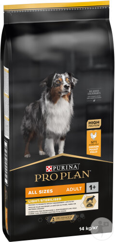 Pro Plan Light & Sterilised Croquettes Pour Chien Adulte Stérilisé Toute Taille Poulet Et Riz 14kg