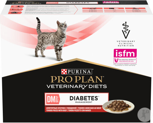 Pro Plan Veterinary Diets DM Diabetes Management Pâtée Pour Chat Boeuf En Sauce 10x85g