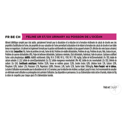 Pro Plan Veterinary Diets UR Urinary Croquettes Pour Chat Poissons De L'Océan 1,5kg-5