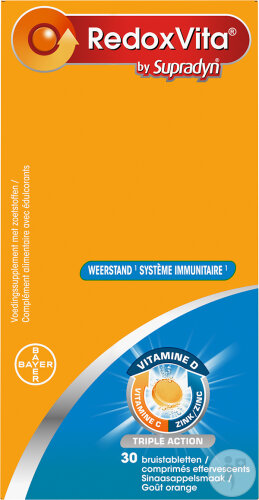 RedoxVita Triple Action Système Immunitaire Résistance Vitamine C, D en Zinc 30 Comprimés Effervesce