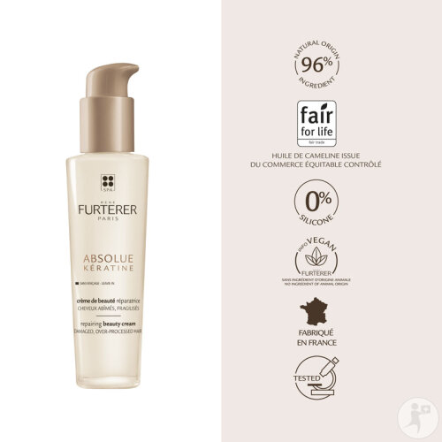 René Furterer Absolue Kératine Crème Beauté Réparatrice Cheveux Abîmés Fragilisés Sans Rinçage 100ml-7