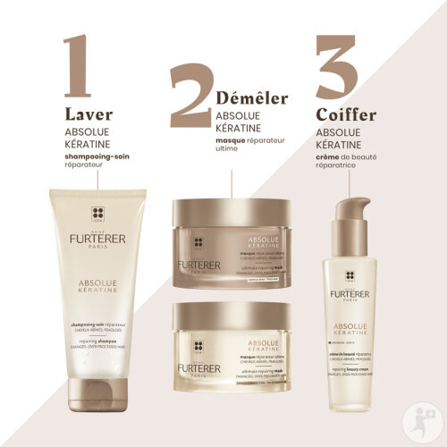 René Furterer Absolue Kératine Crème Beauté Réparatrice Cheveux Abîmés Fragilisés Sans Rinçage 100ml-9