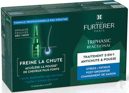 René Furterer Triphasic Reactional Traitement Antichute Chute De Cheveux Occasionnelle 12x5ml