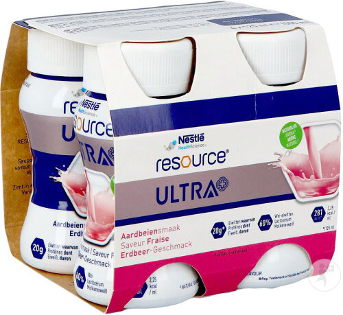 Resource Ultra+ Saveur Fraise 4x125ml
