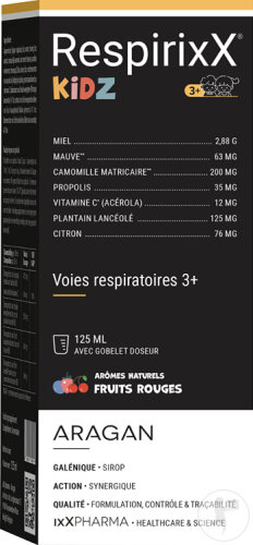 RespirixX Kidz Sirop Voies Respiratoires Enfants Et Vitamine C Flacon 125ml