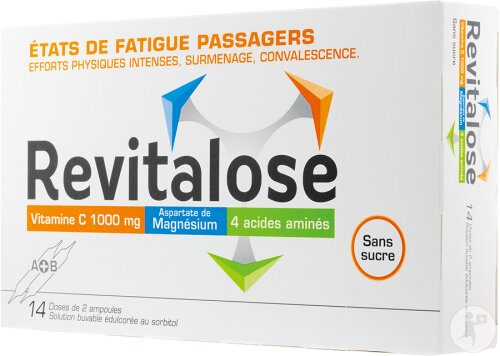 Revitalose Vitamine C 1000mg Sans Sucre Solution Buvable Orange 14 Ampoules