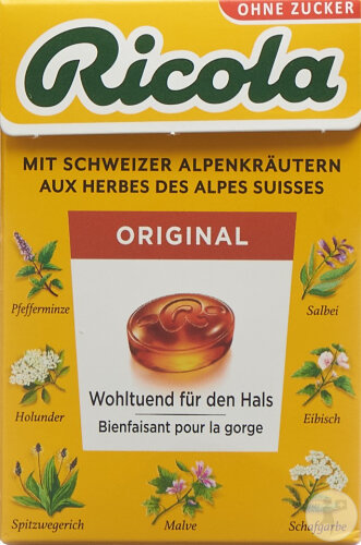 Ricola Original Bonbons Aux Herbes Sans Sucre Pour La Gorge Boîte 50g