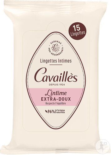 Rogé Cavaillès Lingettes Intimes Extra-Douces 15 Pièces