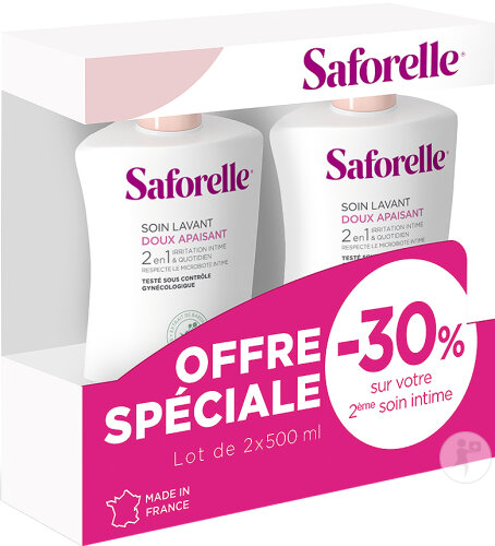 Saforelle Soin Lavant Doux Apaisant Toilette Intime Duopack 2x500ml Promo 2ème -30%