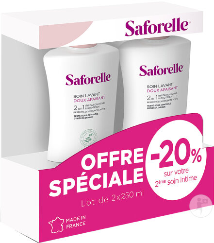 Saforelle Soin Lavant Doux Toilette Intime Peaux Sensibles Irritées Duopack 2x250ml Promo 2ème -20%