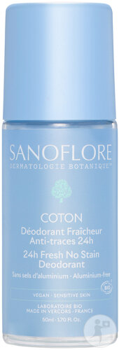 Sanoflore Déodorant Coton Efficacité 24h Toutes Peaux Bio Roll-On 50ml