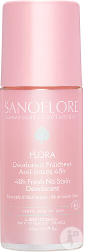 Sanoflore Déodorant Flora Efficacité 48h Toutes Peaux Bio Roll-On 50ml
