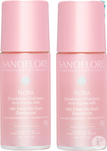 Sanoflore Flora Déodorant Efficacité 24h Toutes Peaux Roll-On 2x50ml
