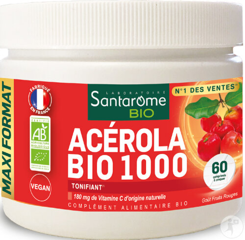 Santarôme Acérola Bio 1000 Complément Alimentaire 60 Comprimés