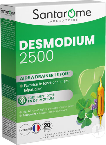 Santarôme Bio Desmodium 2500 Complément Alimentaire Détoxifiant Du Foie 20 Ampoules