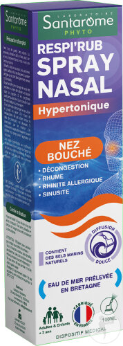 Santarome Bio Respi'Rub Spray Nasal Hypertonique Nez Bouché Flacon 100ml