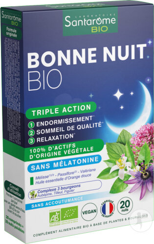 Santarôme Bonne Nuit Bio Sommeil Sans Mélatonine 20 Comprimés