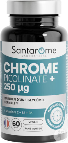 Santarôme Chrome Picolinate 250µg Glycémie 60 Gélules
