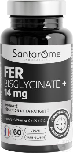 Santarôme Fer Bisglycinate 14mg Fatigue & Immunité 60 Gélules