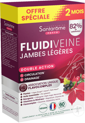 Santarome Fluidiveine Circulation Jambes Légères Triples Action Offre Spéciale 2 Mois 60 Comprimés