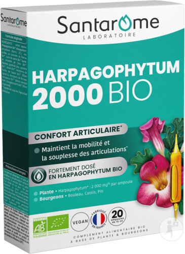 Santarôme Harpagophytum Bio 2000 Articulations Complément Alimentaire Ampoules 20x10ml