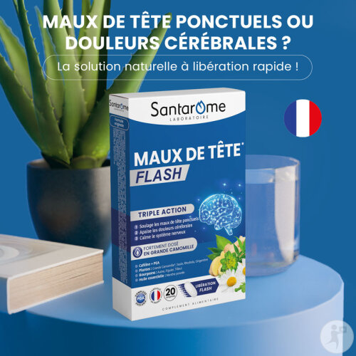 Santarôme Maux De Tête Flash Maux De Tête Ponctuels & Douleurs Cérébrales 20 Comprimés-2