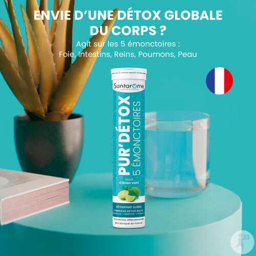 Santarôme Pur'Détox 5 Émonctoires Détox Globale 20 Pastilles Effervescentes-2