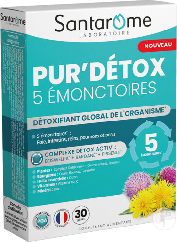 Santarôme Pur'Détox 5 Émonctoires Détox Globale 30 Gélules