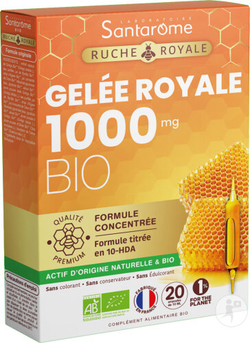 Santarôme Ruche Royale Gelée Royale 1000mg Immunité Bio 20 Ampoules