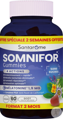 Santarome Somnifor Gommes Mélatonine Et Plantes 60 Pièces