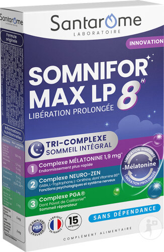 Santarome Somnifor Max LP 8h Sommeil & Libération Prolongée 15 Comprimés
