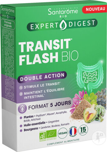 Santarôme Transit Flash Bio 15 Comprimés